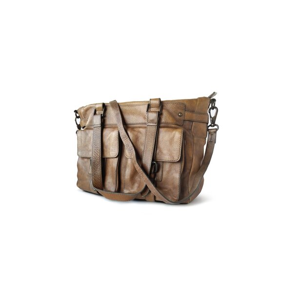 VTG Halogen Large Satchel Bag Handstained Italian Leather - Picture 3 of 10